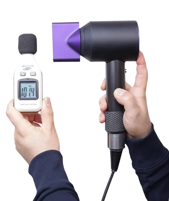Sound level meter next to a popular dryer